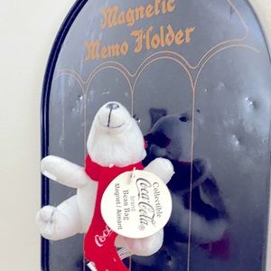 Vintage Coca Cola Magnet polar bear red scarf with tag bean bag collection 1990s